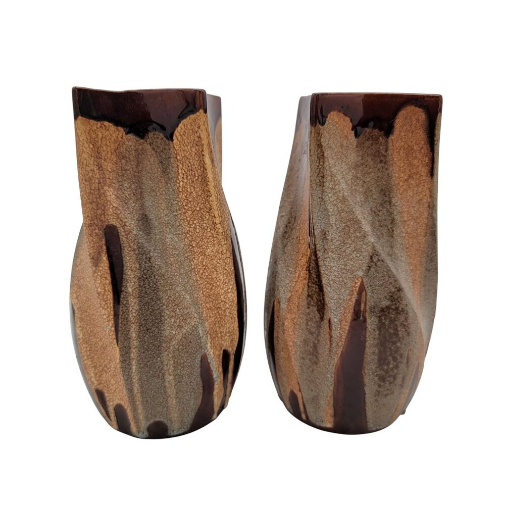 Pair of Royal Haeger Pottery Lava Drip Twist Vases